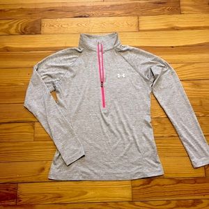 Under Armour | quarter zip lightweight pullover with pink zipper